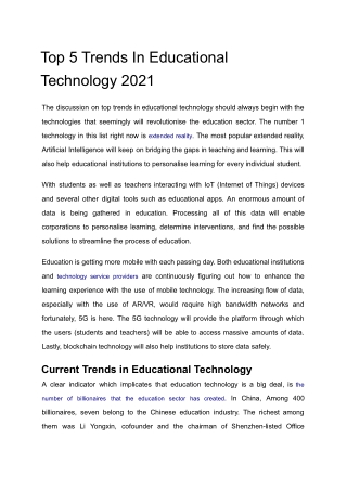 Top 5 Trends In Educational Technology 2021