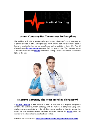 Locums Company Has The Answer To Everything