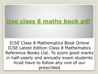 ICSE Mathematics Class 8 Book