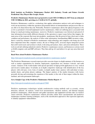 Predictive Maintenance Market