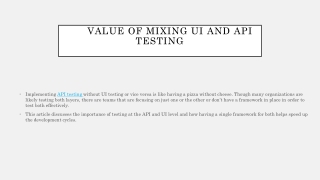 The Value of Mixing UI and API Testing