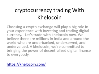 cryptocurrency trading With Khelocoin