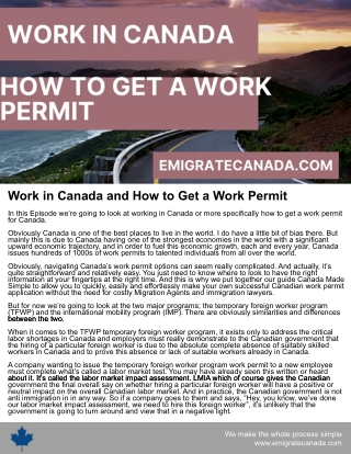 Work in Canada and How to Get a Work Permit