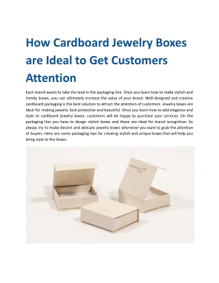 How Cardboard Jewelry Boxes are Ideal to Get Customers Attention