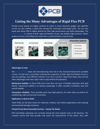 Listing the Many Advantages of Rigid Flex PCB