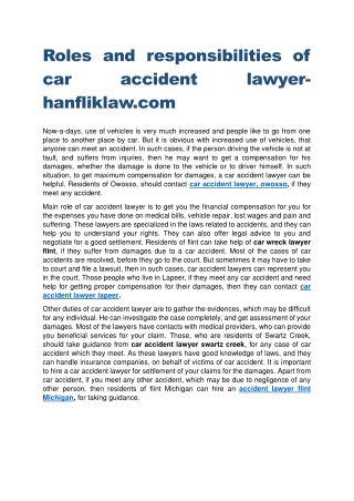 Roles and responsibilities of car accident lawyer-hanfliklaw.com