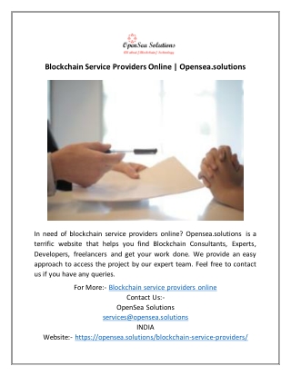 Blockchain Service Providers Online