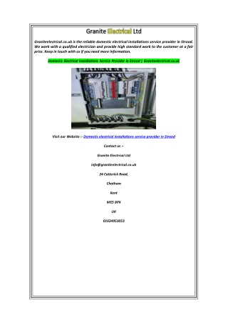 Domestic Electrical Installations Service Provider In Strood  Graniteelectrical.co.uk