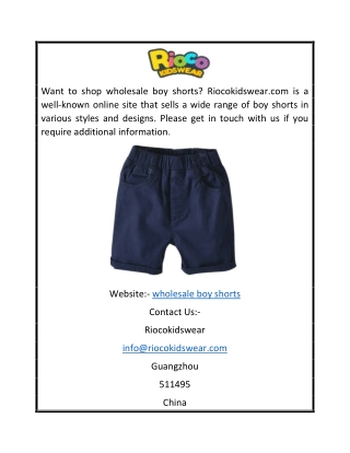Wholesale Boy Shorts  Riocokidswear