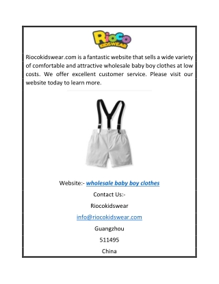 Wholesale Baby Boy Clothes Riocokidswear