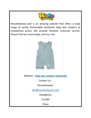 Baby Boy Rompers Wholesale  Riocokidswear