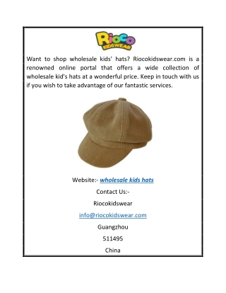 Wholesale Kids Hats Riocokidswear