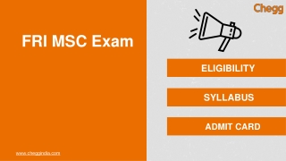 FRI M.Sc. Entrance Exam (FRI MSC Exam)