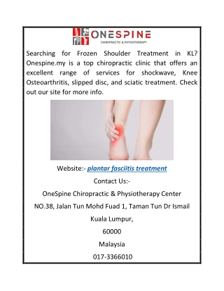 plantar fasciitis treatment Onespine.my