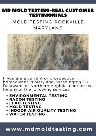 MD Mold Testing-Real Customer Testimonials - mold testing maryland