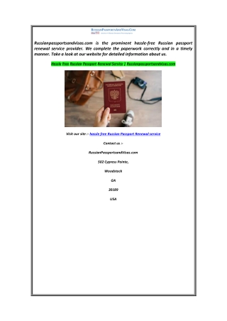 Hassle Free Russian Passport Renewal Service  Russianpassportsandvisas.com