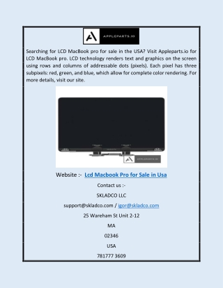 Lcd Macbook Pro for Sale in Usa | Appleparts.io