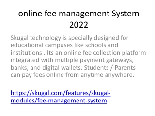 online fee management System 2022