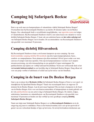 Beekse Bergen kamperen - Duinhoeve
