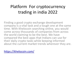 Platform  For cryptocurrency trading in india 2022