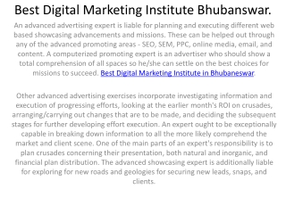 Best Digital Marketing Institute in Bhubaneswar.