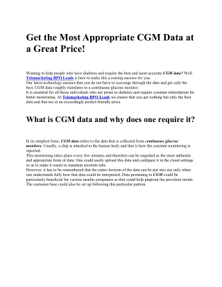 Best CGM Data Providers in USA | Telemarketing BPO Leads