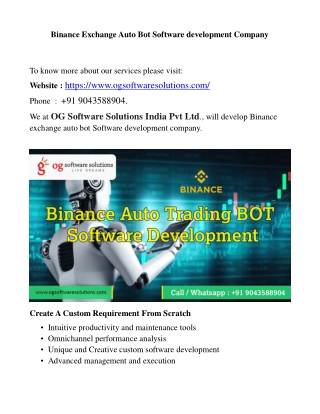 Binance Exchange Auto Bot Software development Company