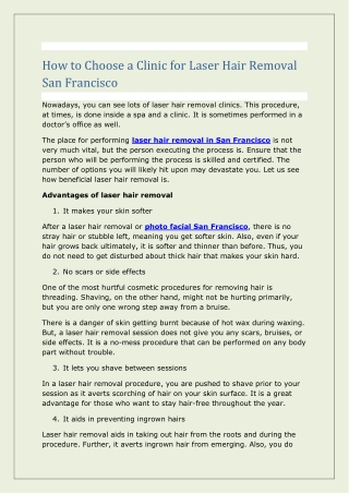 How to Choose a Clinic for Laser Hair Removal San Francisco