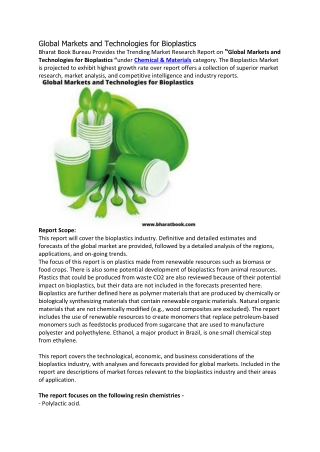 Global Markets and Technologies for Bioplastics