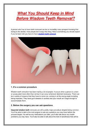 What You Should Keep in Mind Before Wisdom Teeth Removal