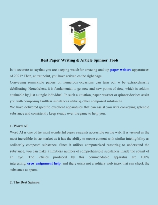 Best Paper Writing & Article Spinner Tools