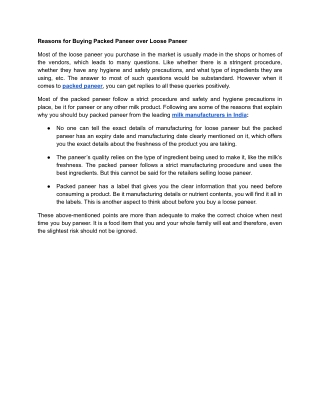 Reasons for Buying Packed Paneer over Loose Paneer.docx