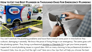 How to Get the Best Plumber in Thousand Oaks For Emergency Plumbing by Rooter Hero Plumbing