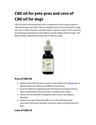 CBD oil for pets-pros and cons of CBD oil for dogs