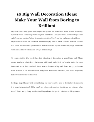 10 Big Wall Decoration Ideas: Make Your Wall from Boring to Brilliant