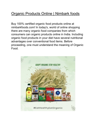 Organic Products Online | Nimbark foods