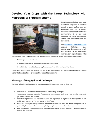 Hydroponics Shop Melbourne