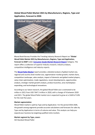 Global Wood Pallet Market Research Report 2021-2026