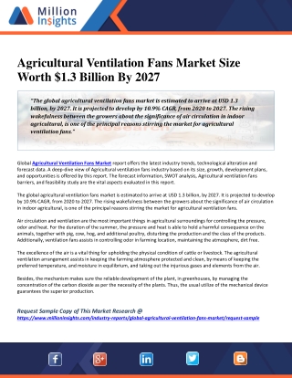 Agricultural Ventilation Fans Market Size Worth $1.3 Billion By 2027