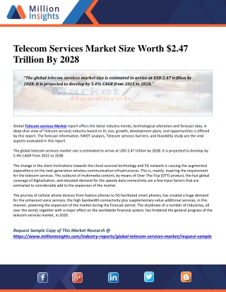 Telecom Services Market Size Worth $2.47 Trillion By 2028