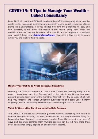 COVID-19- 3 Tips to Manage Your Wealth - Cubed Consultancy-converted