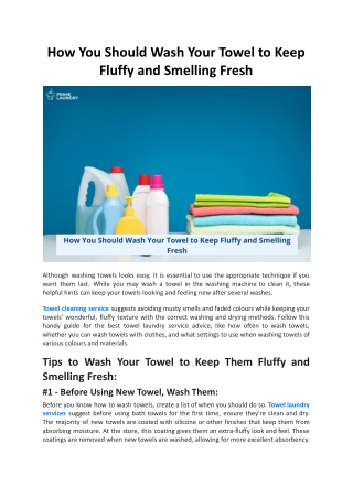 How You Should Wash Your Towel to Keep Fluffy and Smelling Fresh