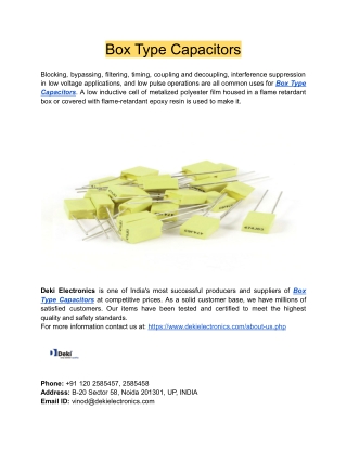 Box Type Capacitors in India