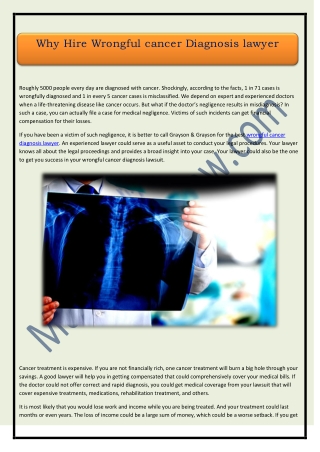 Why Hire Wrongful cancer Diagnosis lawyer