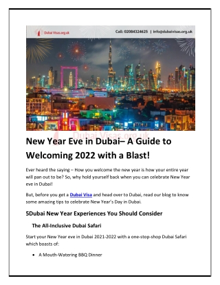 New Year Eve in Dubai–Welcome 2022 with Your Loves Ones