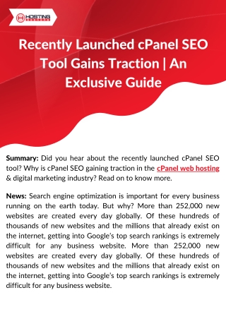 Recently Launched cPanel SEO Tool Gains Traction  An Exclusive Guide