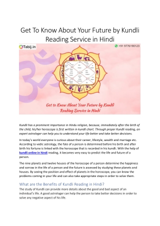 Get To Know About Your Future by Kundli Reading Service in Hindi-converted