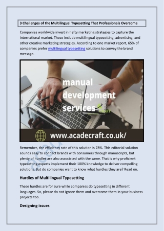 3 Challenges of the Multilingual Typesetting That Professionals Overcome