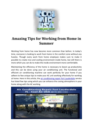 Amazing Tips for Working from Home in Summer