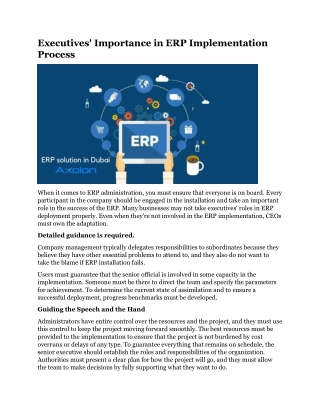 Executives' Importance in ERP Implementation Process